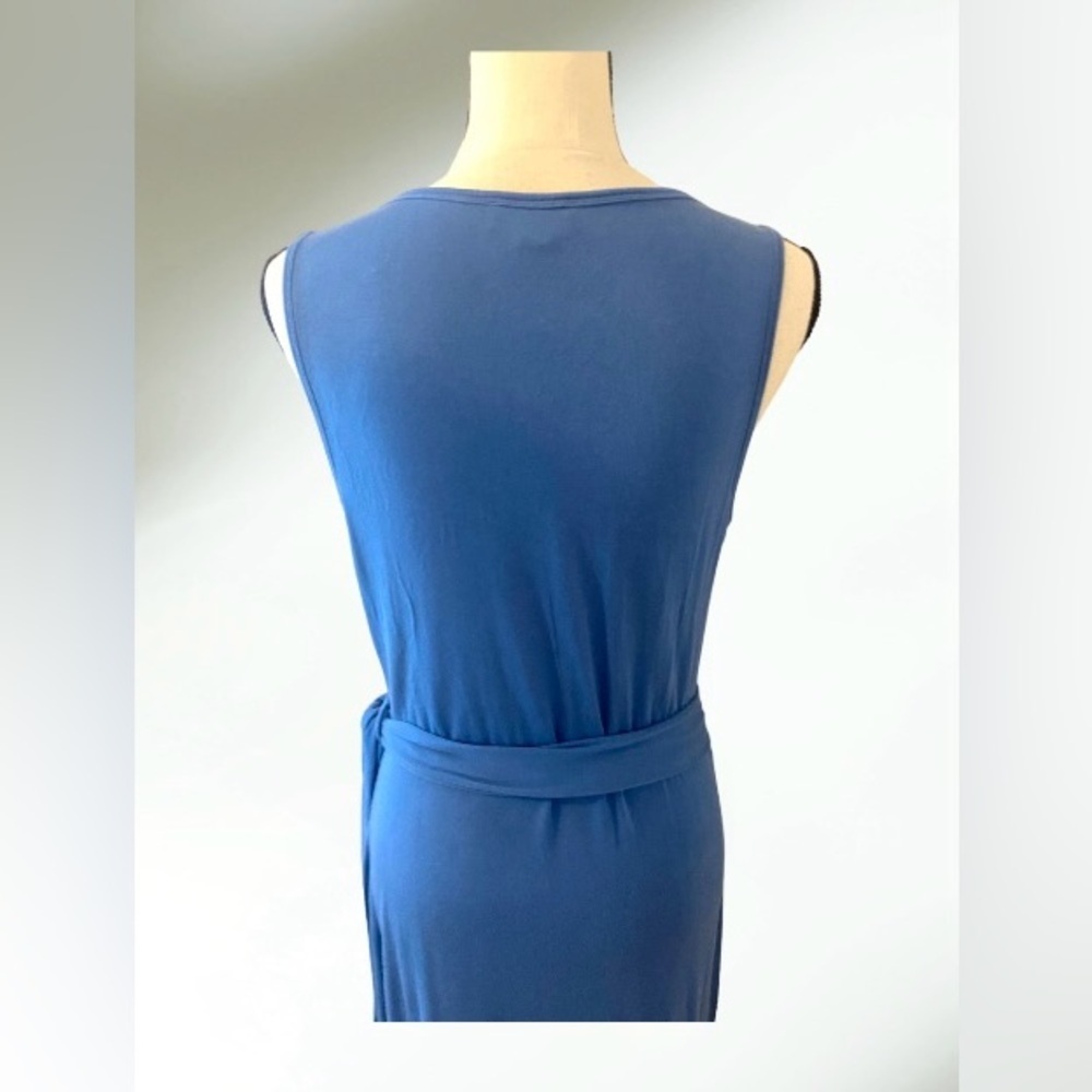 Calvin Klein Midi Sheath Wrap Dress Jersey Knit in Blue Size Medium - Picture 9 of 9